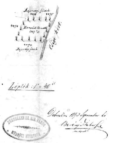 A Honvédtemető a városi ingatlannyilvántartásban 1893.